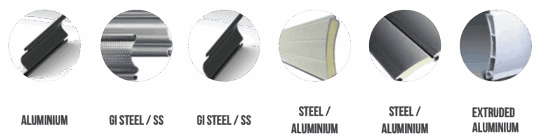 Roller shutter curtain material options