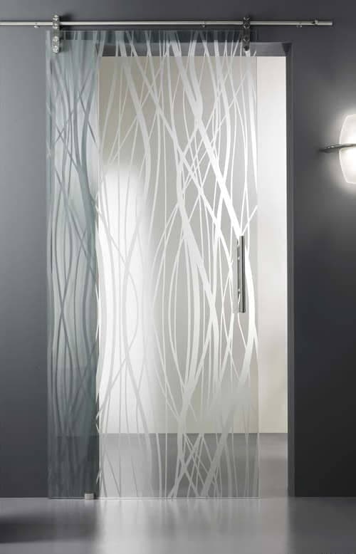 Acid etched glass door